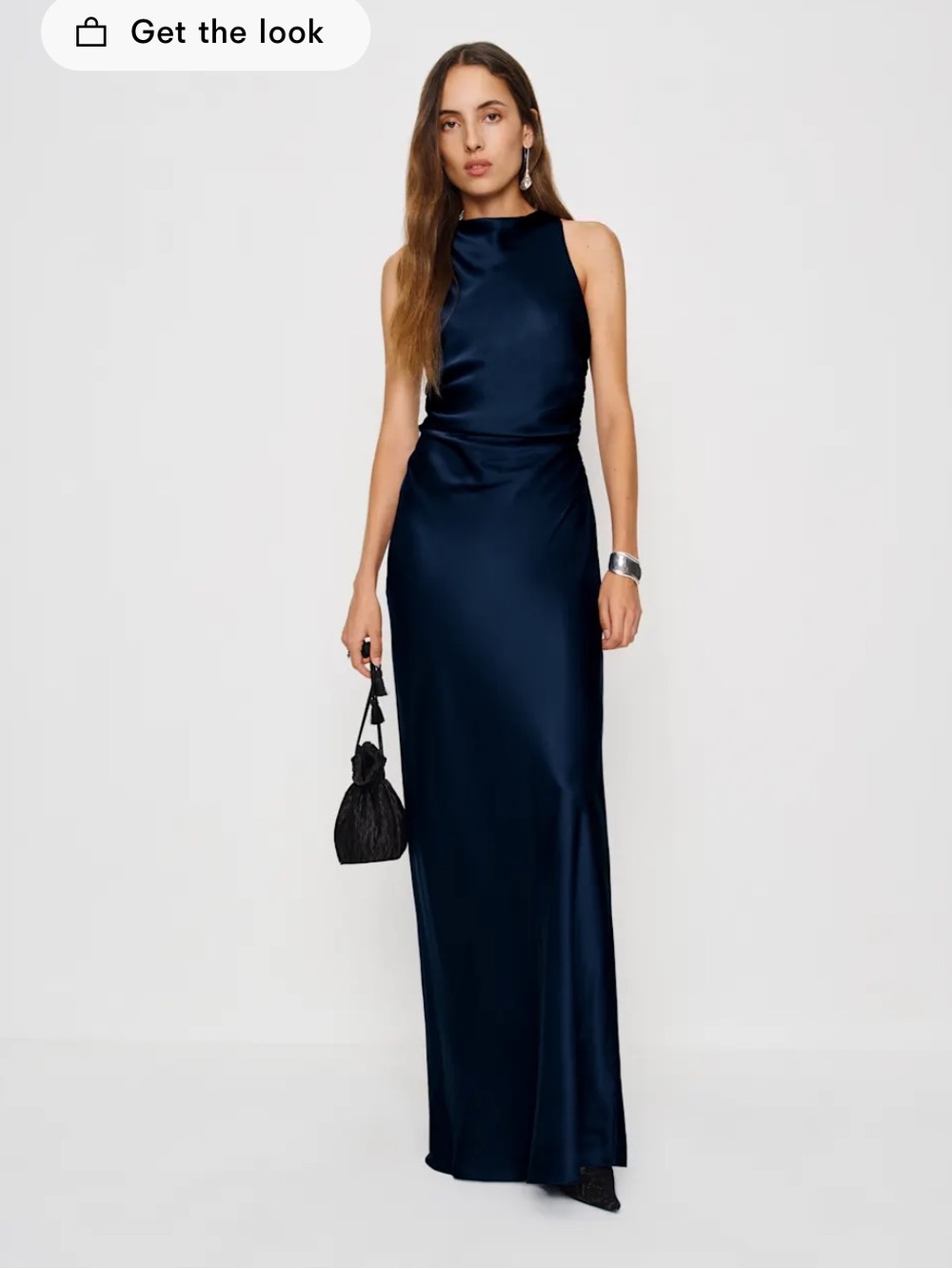 Reformation Anaiis silk dress in navy